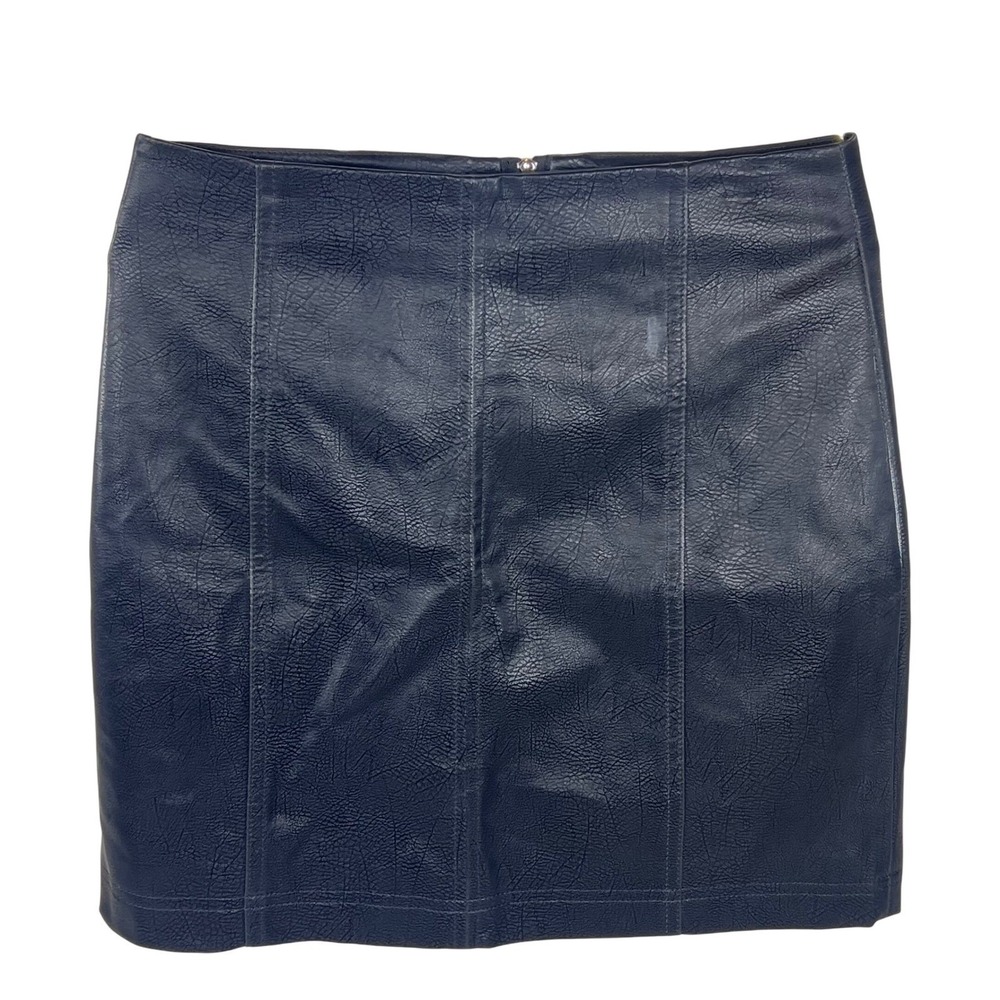 SHINE STAR Faux Leather Mini Skirt Size S‎ Black ROCK Lined Back Zipper GOTH